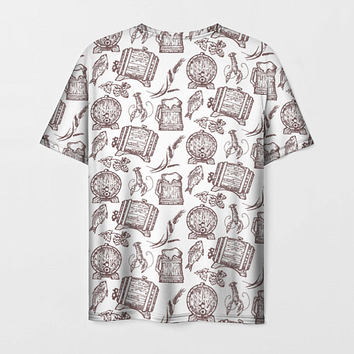 Мужская футболка Паттерн с деревянной кружкой в стиле крафт / 3D-принт – фото 2