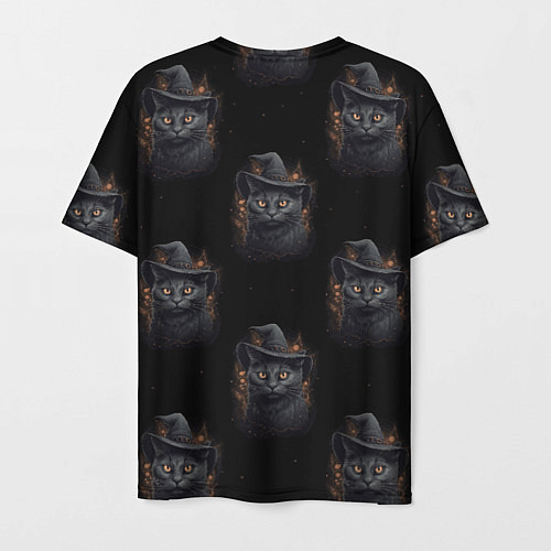 Мужская футболка Паттерн с черными котами в шляпах / 3D-принт – фото 2
