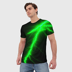 Футболка мужская Зеленый разряд молнии, цвет: 3D-принт — фото 2