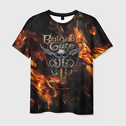 Футболка мужская Baldurs Gate 3 fire logo, цвет: 3D-принт