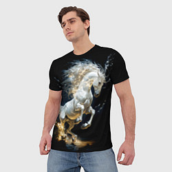 Футболка мужская Конь Белая молния, цвет: 3D-принт — фото 2