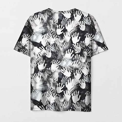 Мужская футболка Черно-белые отпечатки ладоней / 3D-принт – фото 2