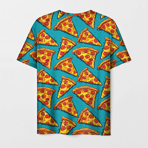 Мужская футболка Кусочки пиццы на синем фоне / 3D-принт – фото 2