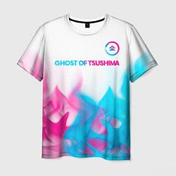 Футболка мужская Ghost of Tsushima neon gradient style: символ свер, цвет: 3D-принт