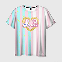 Футболка мужская Кен плюс Барби: сплит розовых и голубых полосок, цвет: 3D-принт
