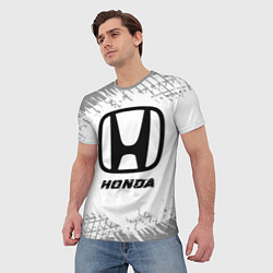 Футболка мужская Honda speed на светлом фоне со следами шин, цвет: 3D-принт — фото 2
