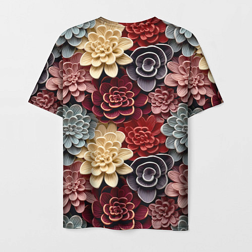 Мужская футболка Объёмные цветы суккулента / 3D-принт – фото 2