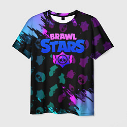 Футболка мужская Brawl stars neon logo, цвет: 3D-принт