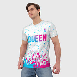Футболка мужская Queen neon gradient style: символ сверху, цвет: 3D-принт — фото 2