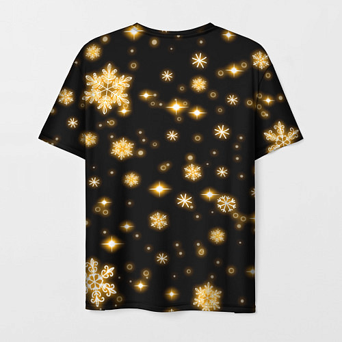 Мужская футболка Новый 2024 год - золотые снежинки / 3D-принт – фото 2