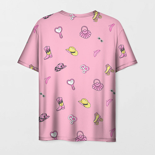 Мужская футболка Лиза - в стиле барби: аксессуары на розовом паттер / 3D-принт – фото 2
