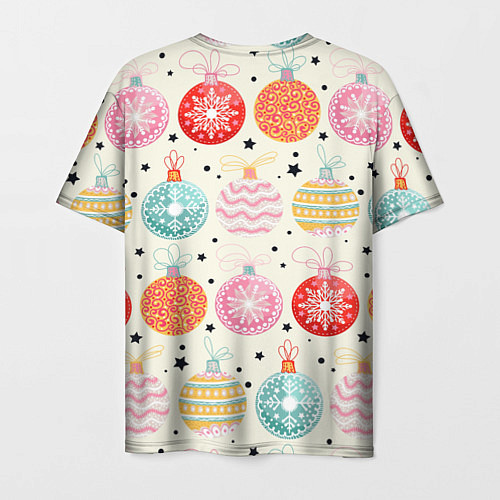 Мужская футболка Разноцветные новогодние шары / 3D-принт – фото 2