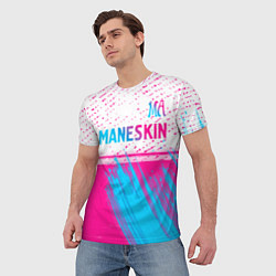 Футболка мужская Maneskin neon gradient style: символ сверху, цвет: 3D-принт — фото 2