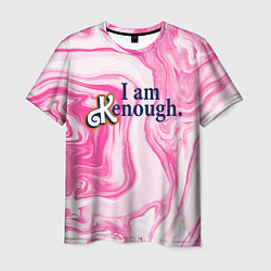 Футболка мужская I am kenough - розовые разводы краски, цвет: 3D-принт