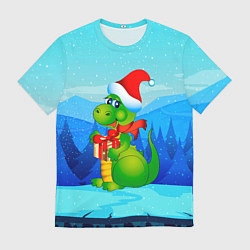 Футболка мужская Дракон с подарком новый год, цвет: 3D-принт