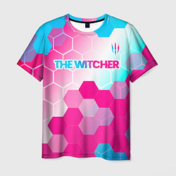 Футболка мужская The Witcher neon gradient style: символ сверху, цвет: 3D-принт