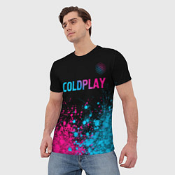Футболка мужская Coldplay - neon gradient: символ сверху, цвет: 3D-принт — фото 2