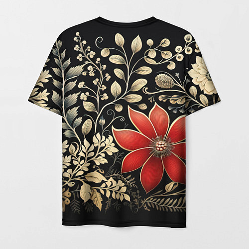 Мужская футболка Новогодние цветы и листья / 3D-принт – фото 2