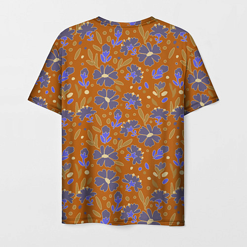 Мужская футболка Цветы в поле коричневый цвет / 3D-принт – фото 2