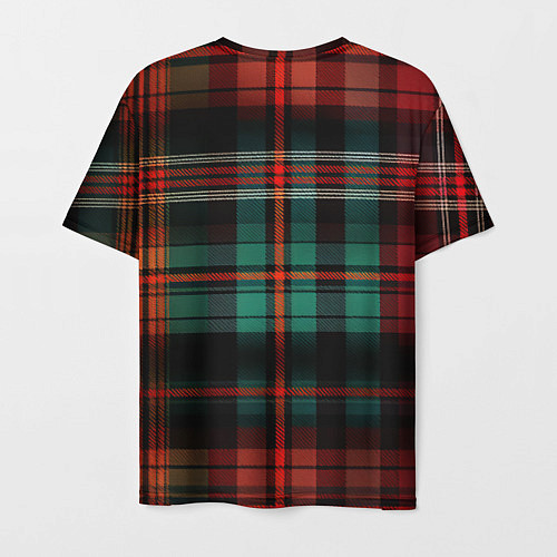 Мужская футболка Красно-зелёная шотландская клетка / 3D-принт – фото 2