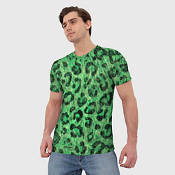 Футболка мужская Зелёный леопард паттерн, цвет: 3D-принт — фото 2