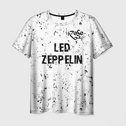 Футболка мужская Led Zeppelin glitch на светлом фоне посередине, цвет: 3D-принт