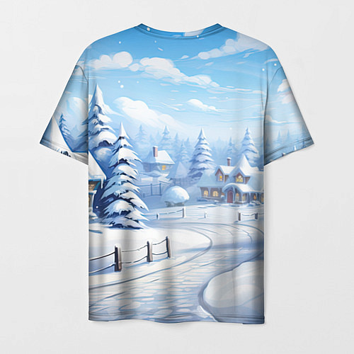 Мужская футболка Снежный зимний фон / 3D-принт – фото 2