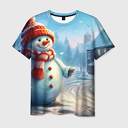 Футболка мужская Снеговик новогодний, цвет: 3D-принт