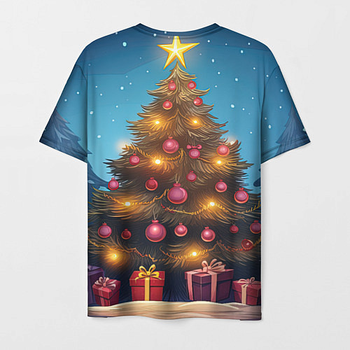 Мужская футболка Новогодняя наряженная елка / 3D-принт – фото 2
