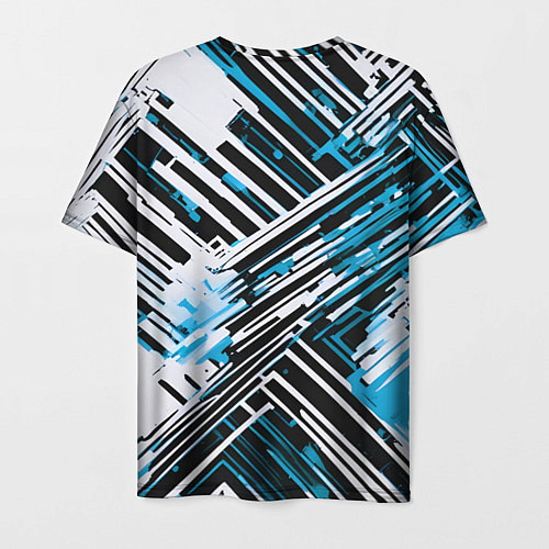 Мужская футболка Киберпанк линии белые и синие / 3D-принт – фото 2