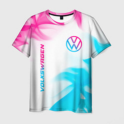 Мужская футболка Volkswagen neon gradient style вертикально