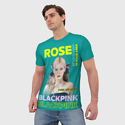 Футболка мужская Rose - девушка певица из группы Blackpink, цвет: 3D-принт — фото 2
