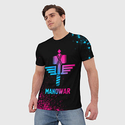 Футболка мужская Manowar - neon gradient, цвет: 3D-принт — фото 2