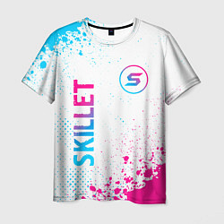 Мужская футболка Skillet neon gradient style вертикально