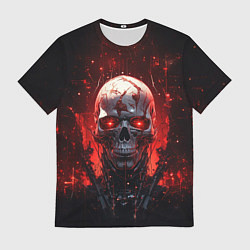 Футболка мужская Череп и красные искры, цвет: 3D-принт