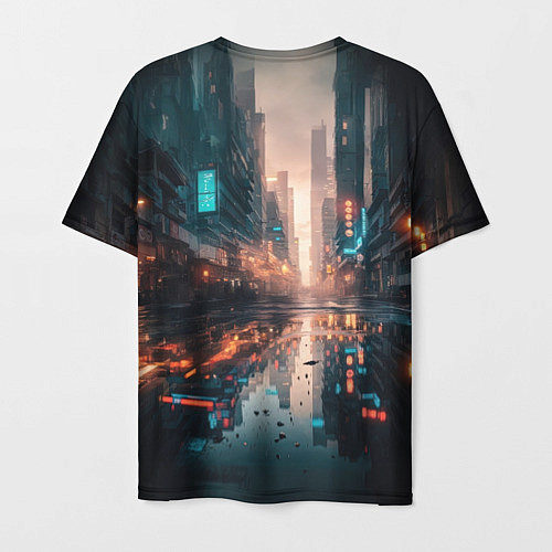 Мужская футболка Городской пейзаж после дождя / 3D-принт – фото 2