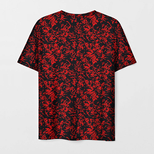 Мужская футболка Абстракция чёрная с красными перьями / 3D-принт – фото 2