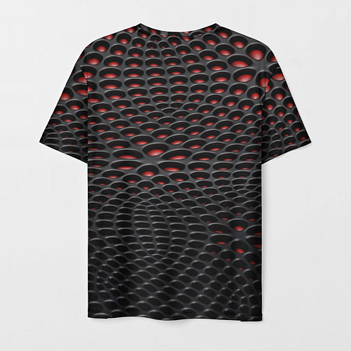 Мужская футболка Узор на чёрно красном карбоновом фоне / 3D-принт – фото 2