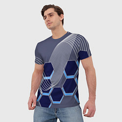 Футболка мужская Электромагнитные шестиугольники, цвет: 3D-принт — фото 2