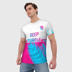 Футболка мужская Deep Purple neon gradient style посередине, цвет: 3D-принт — фото 2