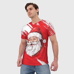 Футболка мужская Санта в шапке, цвет: 3D-принт — фото 2