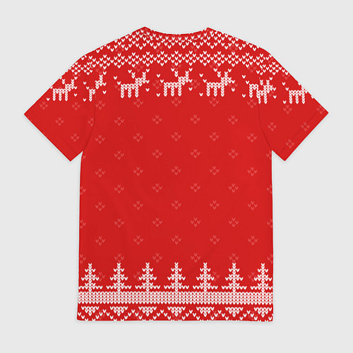 Мужская футболка Новогодний пилот: свитер с оленями / 3D-принт – фото 2