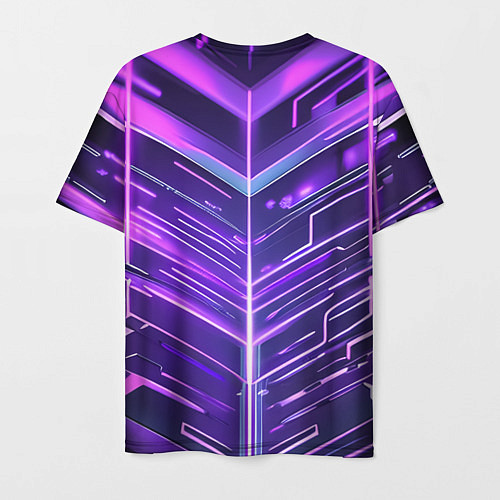 Мужская футболка Фиолетовые неон полосы киберпанк / 3D-принт – фото 2