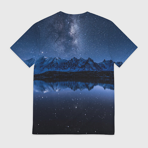 Мужская футболка Галактическая зимняя ночь в горах / 3D-принт – фото 2