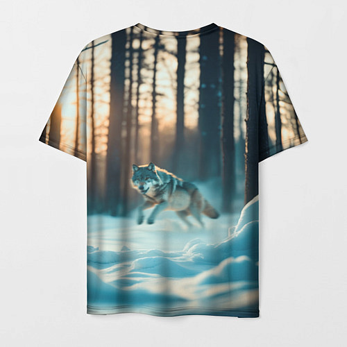 Мужская футболка Волк в темном лесу / 3D-принт – фото 2
