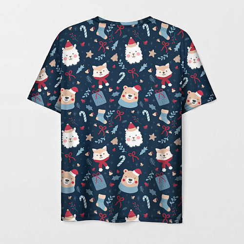 Мужская футболка New years pattern with animals / 3D-принт – фото 2