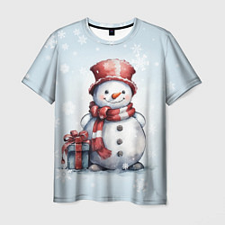 Футболка мужская New Years cute snowman, цвет: 3D-принт
