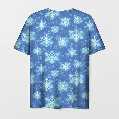 Мужская футболка Pattern with bright snowflakes / 3D-принт – фото 2