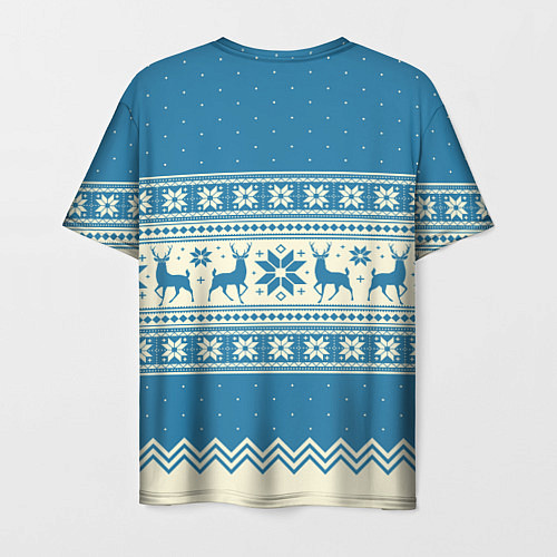 Мужская футболка Sweater with deer on a blue background / 3D-принт – фото 2