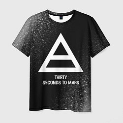 Футболка мужская Thirty Seconds to Mars glitch на темном фоне, цвет: 3D-принт